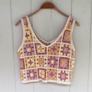 Rebellion Again TOP hippie knit cropped blouse M